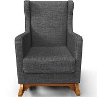 Poltrona De Amamentação Com Balanço Mavie L02 Linho Cinza Escuro - Lyam Decor - 6