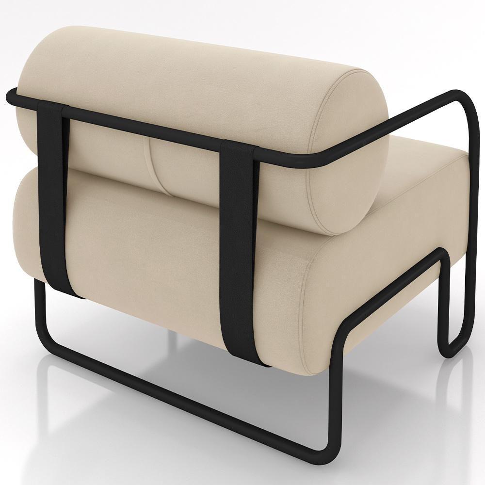 Kit 02 Poltronas Decorativa Pés Industrial Moscou K01 Veludo Bege - Lyam Decor - 4