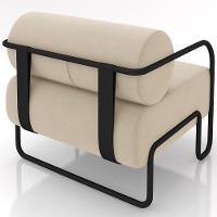 Kit 02 Poltronas Decorativa Pés Industrial Moscou K01 Veludo Bege - Lyam Decor