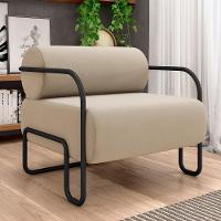 Kit 02 Poltronas Decorativa Pés Industrial Moscou K01 Veludo Bege - Lyam Decor - 6