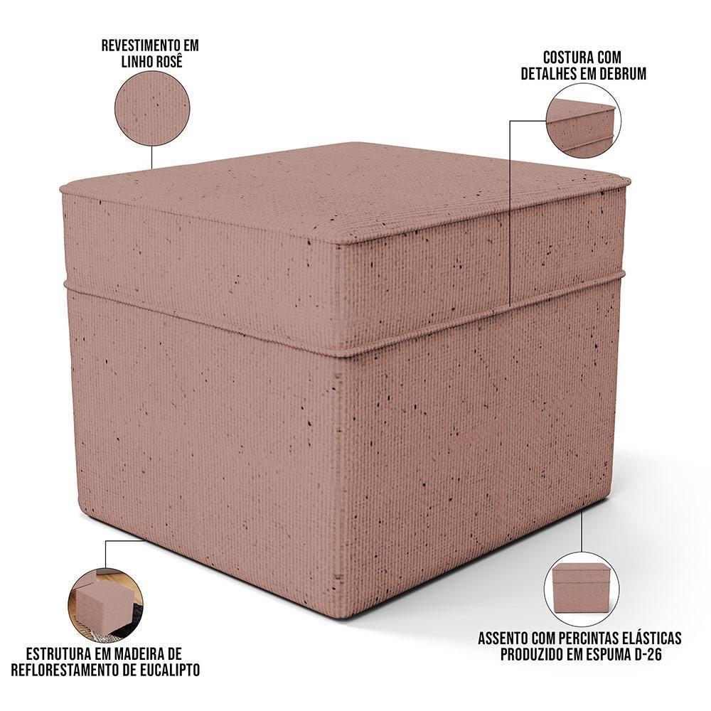 Poltrona De Amamentação Com Balanço E Puff Mavie L02 Linho Rosê - Lyam Decor - 5