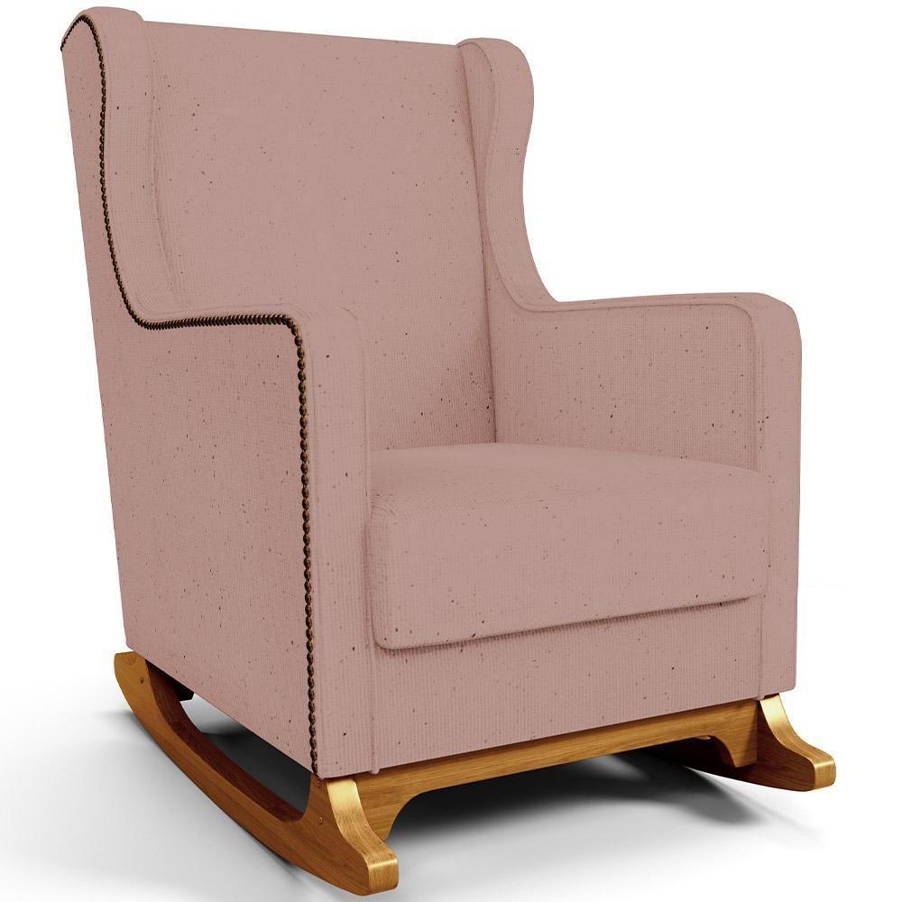 Poltrona De Amamentação Com Balanço E Puff Mavie L02 Linho Rosê - Lyam Decor - 8
