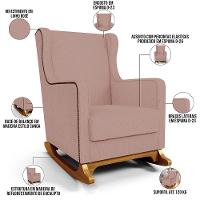 Poltrona De Amamentação Com Balanço E Puff Mavie L02 Linho Rosê - Lyam Decor - 10