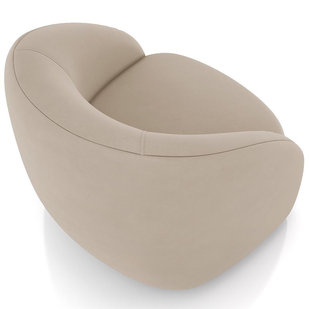 Kit 02 Poltronas Decorativa Giratória Angelina M03 Veludo Bege - 4