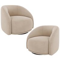 Kit 02 Poltronas Decorativa Giratória Angelina M03 Veludo Bege - 1