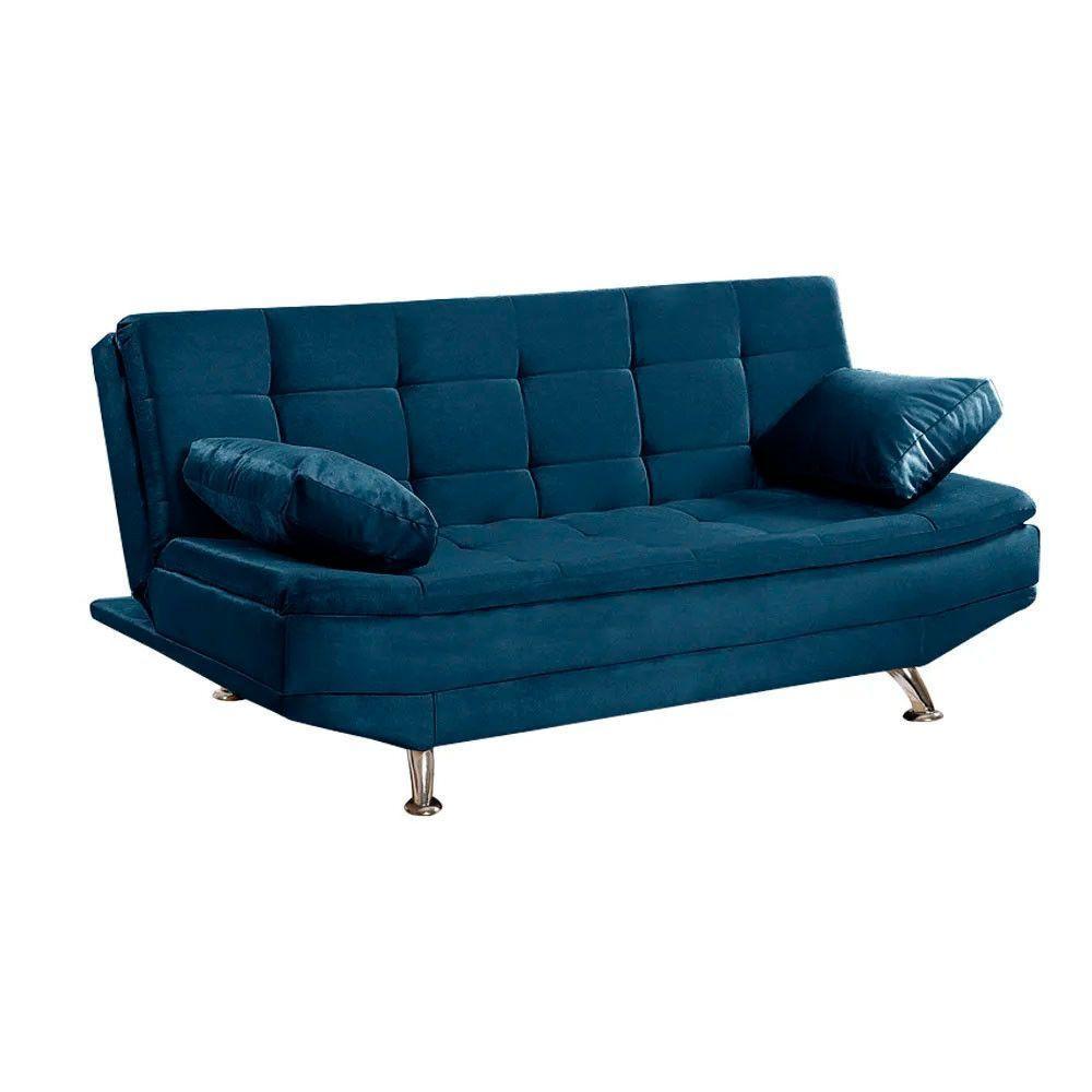 Sofá Cama Valencia 3 Lugares Reclinável Azul Speciale Home Azul - 1