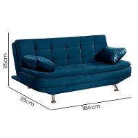 Sofá Cama Valencia 3 Lugares Reclinável Azul Speciale Home Azul - 2