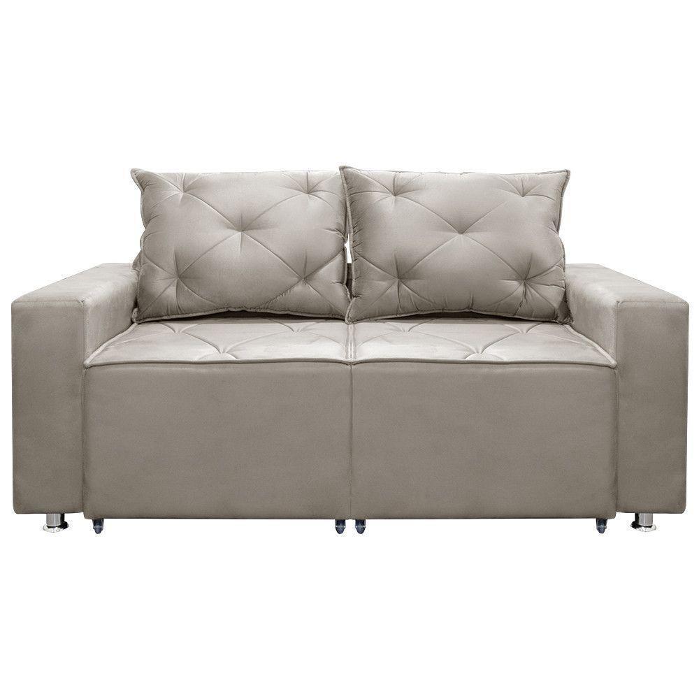 Sofá 2 Lugares Retrátil Bariloche Veludo Shop Das Cabeceira Marfim - 1