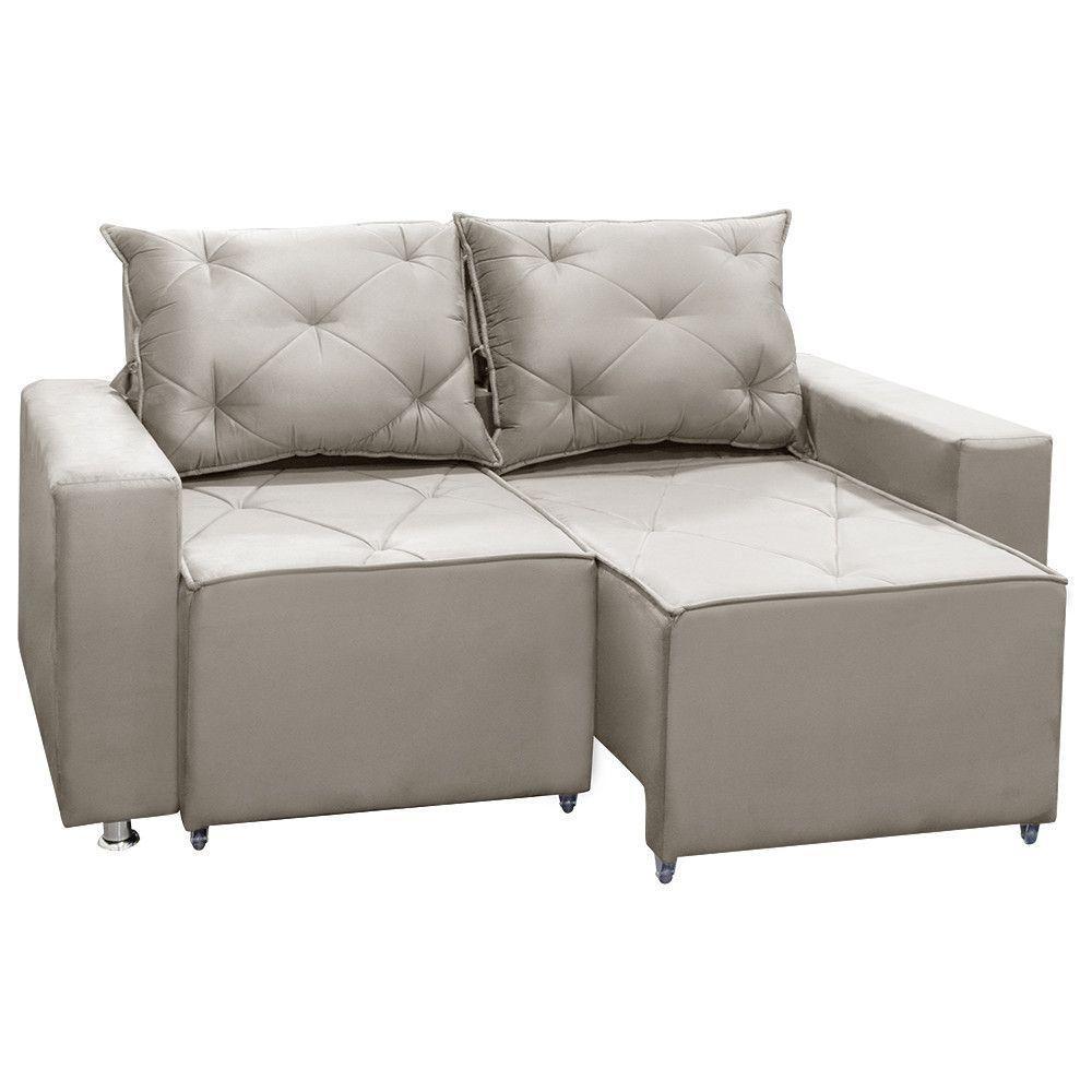 Sofá 2 Lugares Retrátil Bariloche Veludo Shop Das Cabeceira Marfim - 2