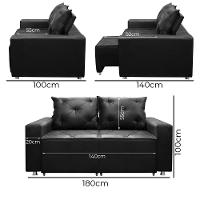 Sofá 2 Lugares Retrátil Bariloche Veludo Shop Das Cabeceira Preto - 4