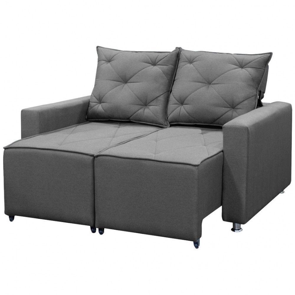Sofá Retrátil 2 Lugares Bariloche 1.60cm Shop Das Cabeceiras Grafite - 2