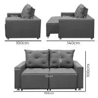 Sofá Retrátil 2 Lugares Bariloche 1.60cm Shop Das Cabeceiras Grafite - 5