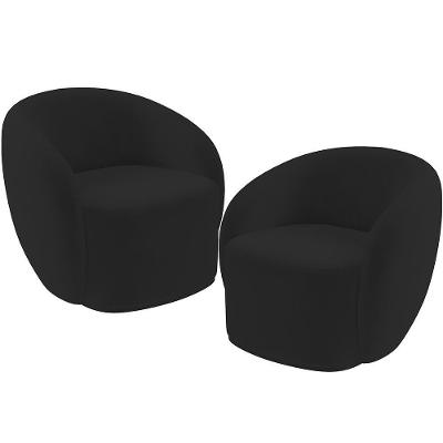 Kit 02 Poltronas Decorativas Para Sala De Estar Gliese K01 Veludo Preto Lyam Decor