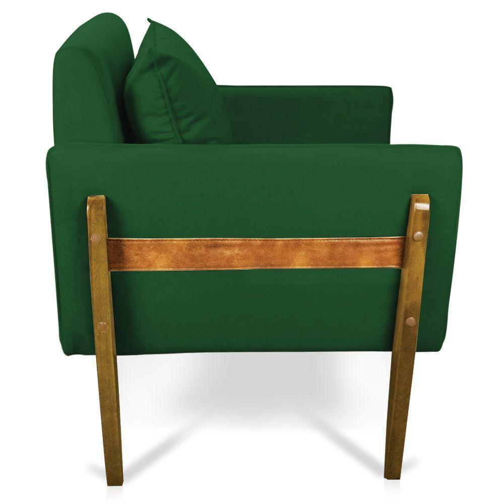 Kit 02 Poltronas Lana Suede Base De Madeira - D'Rossi Verde - 2