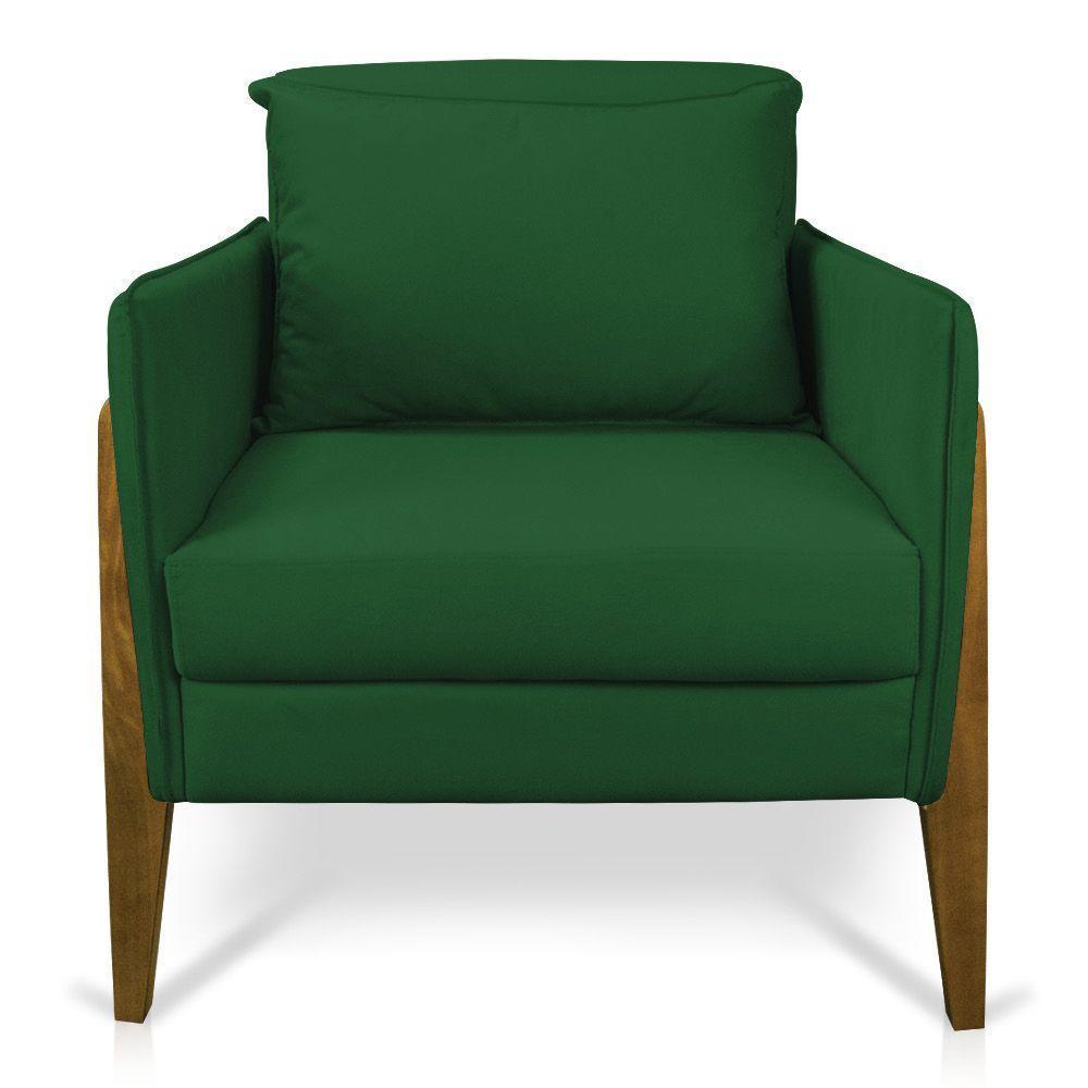Kit 02 Poltronas Lana Suede Base De Madeira - D'Rossi Verde - 3