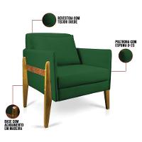 Kit 02 Poltronas Lana Suede Base De Madeira - D'Rossi Verde - 8