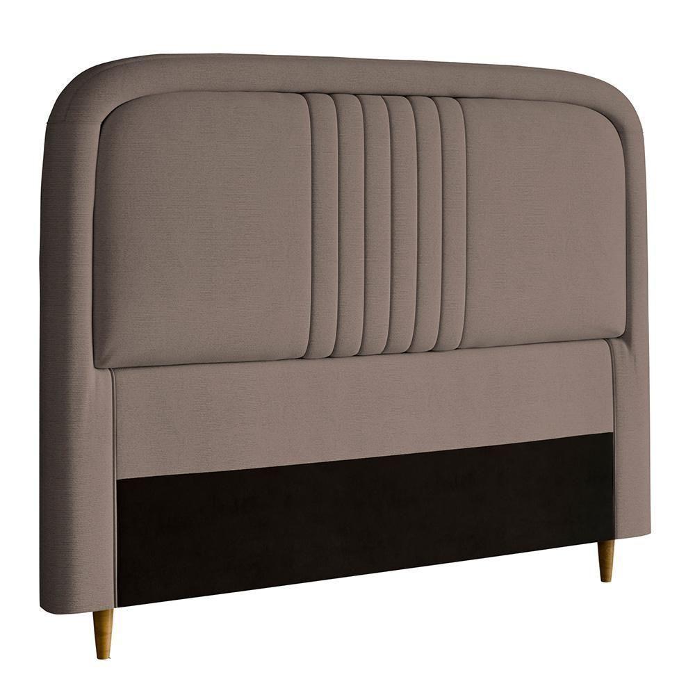 Cabeceira Casal Estofada Veloplus Chicago Dobuê Mascavo - 1