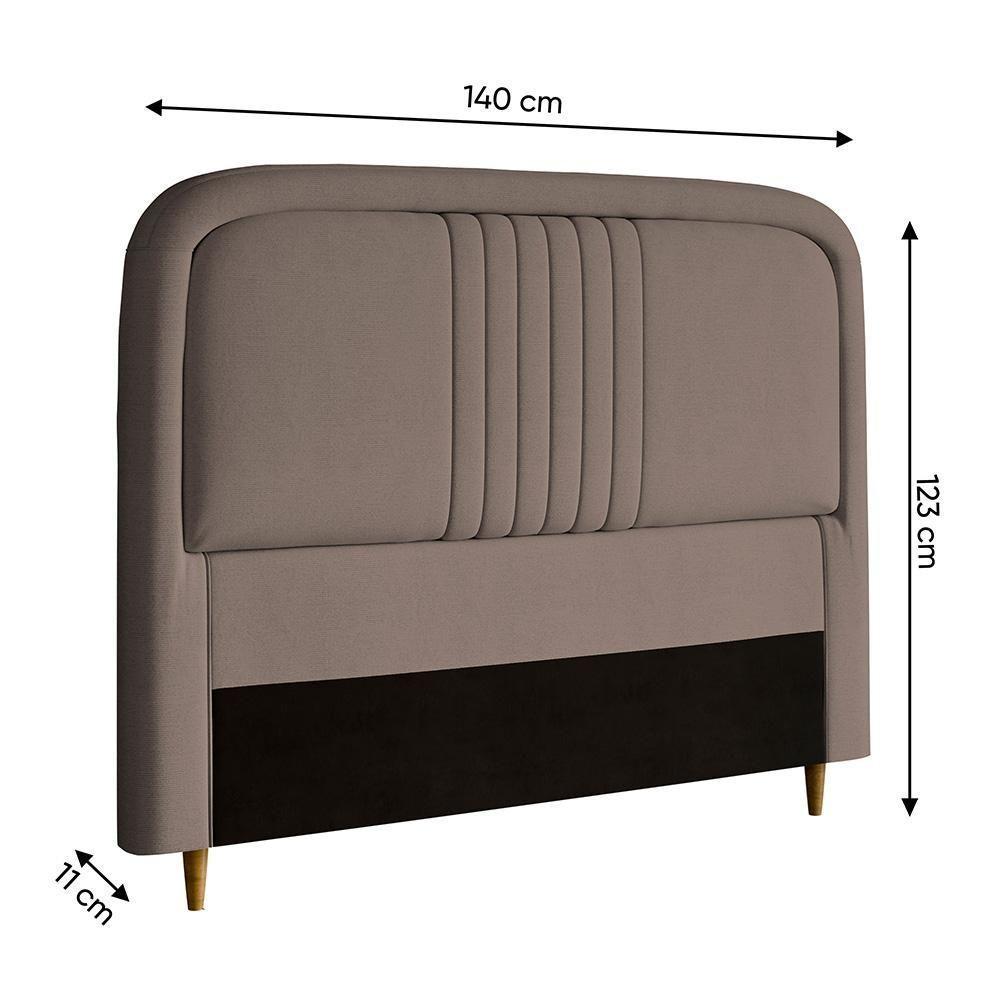 Cabeceira Casal Estofada Veloplus Chicago Dobuê Mascavo - 3