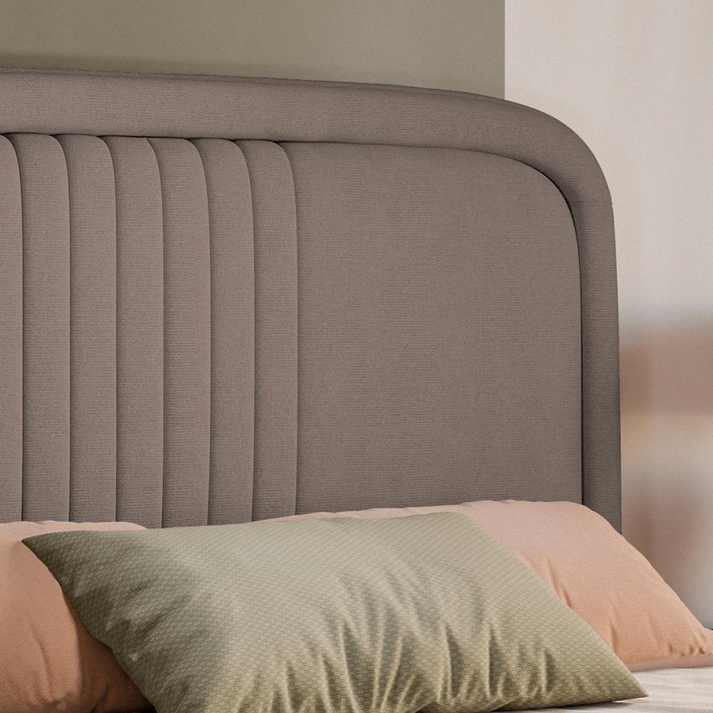 Cabeceira Casal Estofada Veloplus Chicago Dobuê Mascavo - 4