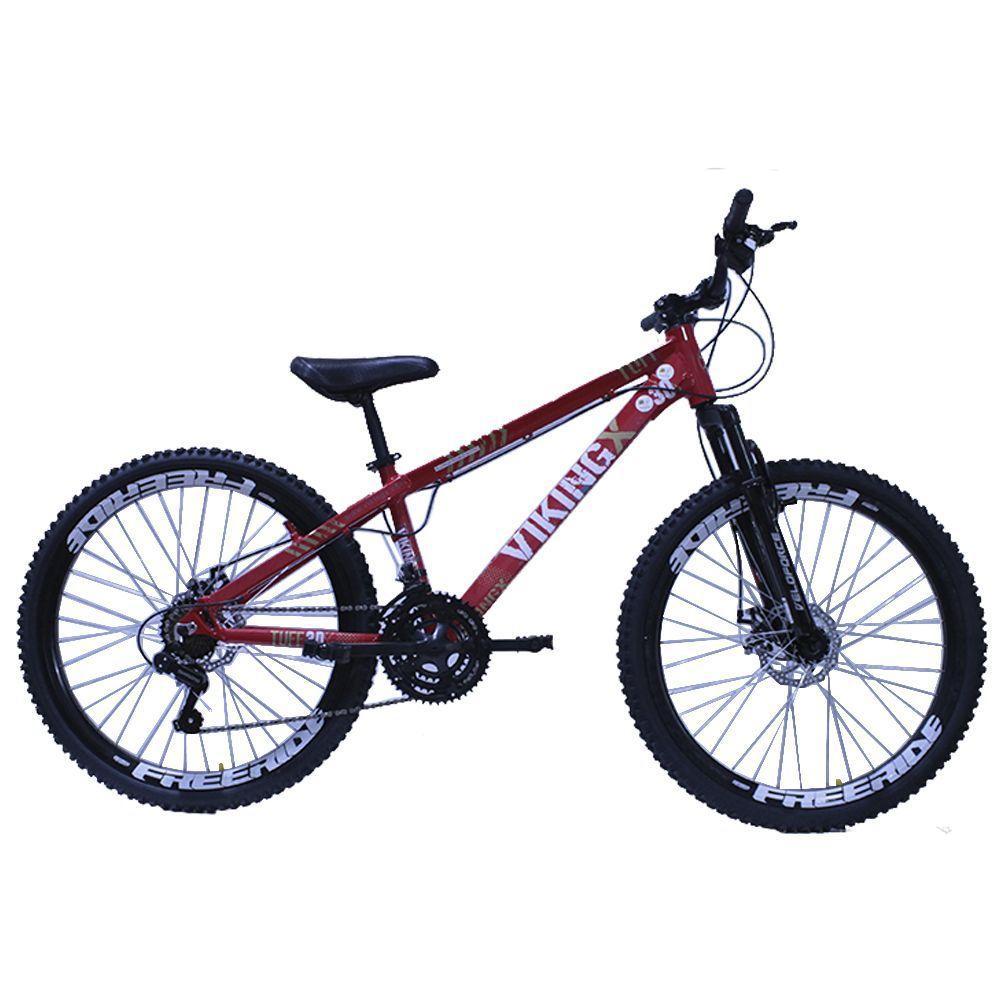 Bicicleta Viking Tuff 25/30 Freeride Aro 26 Freio A Disco 21 Velocidades Cambios Shimano Vermelho - 1