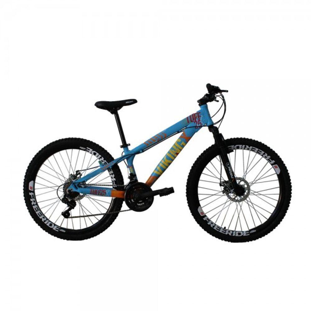 Bicicleta Viking X Tuff 25/30 Freeride Aro 26 Freio A Disco 21 Velocidades Cambios Shimano Azul Laranja - 1