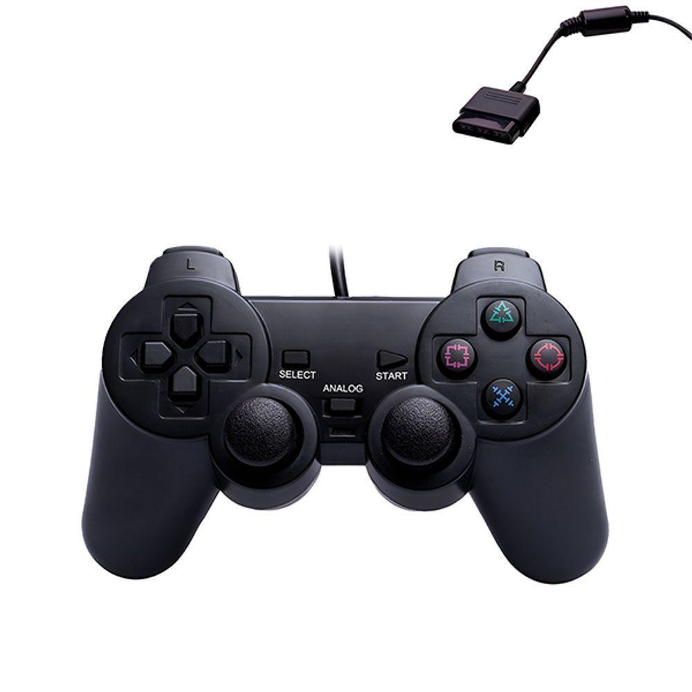 Manete De Ps2 Dualshock Com Fio Vibração Controle Analógico Confortável E Resistente - 5