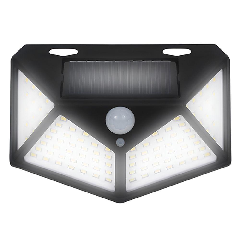 Luminária Solar De Parede 100 Leds De Luz Branca Lâmpada Com Sensor De Movimento Jardim E Quintal - 2