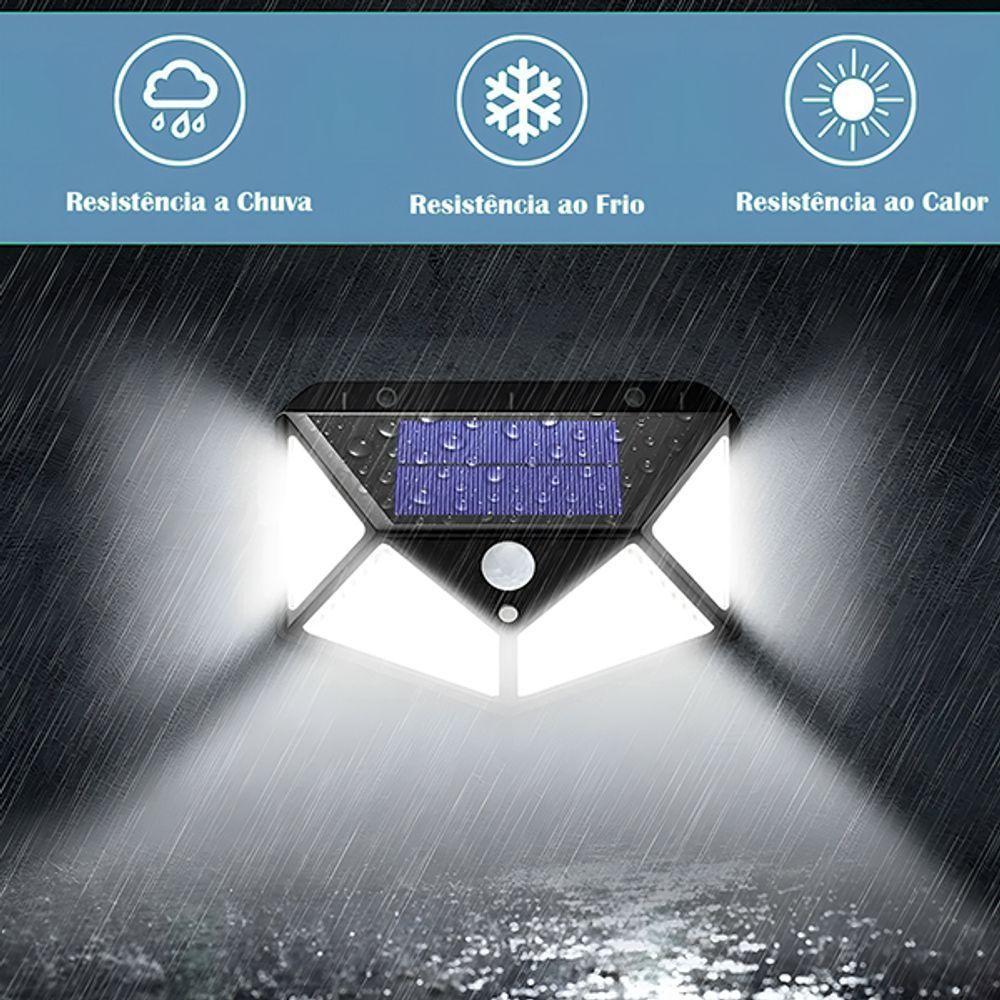 Luminária Solar De Parede 100 Leds De Luz Branca Lâmpada Com Sensor De Movimento Jardim E Quintal - 3