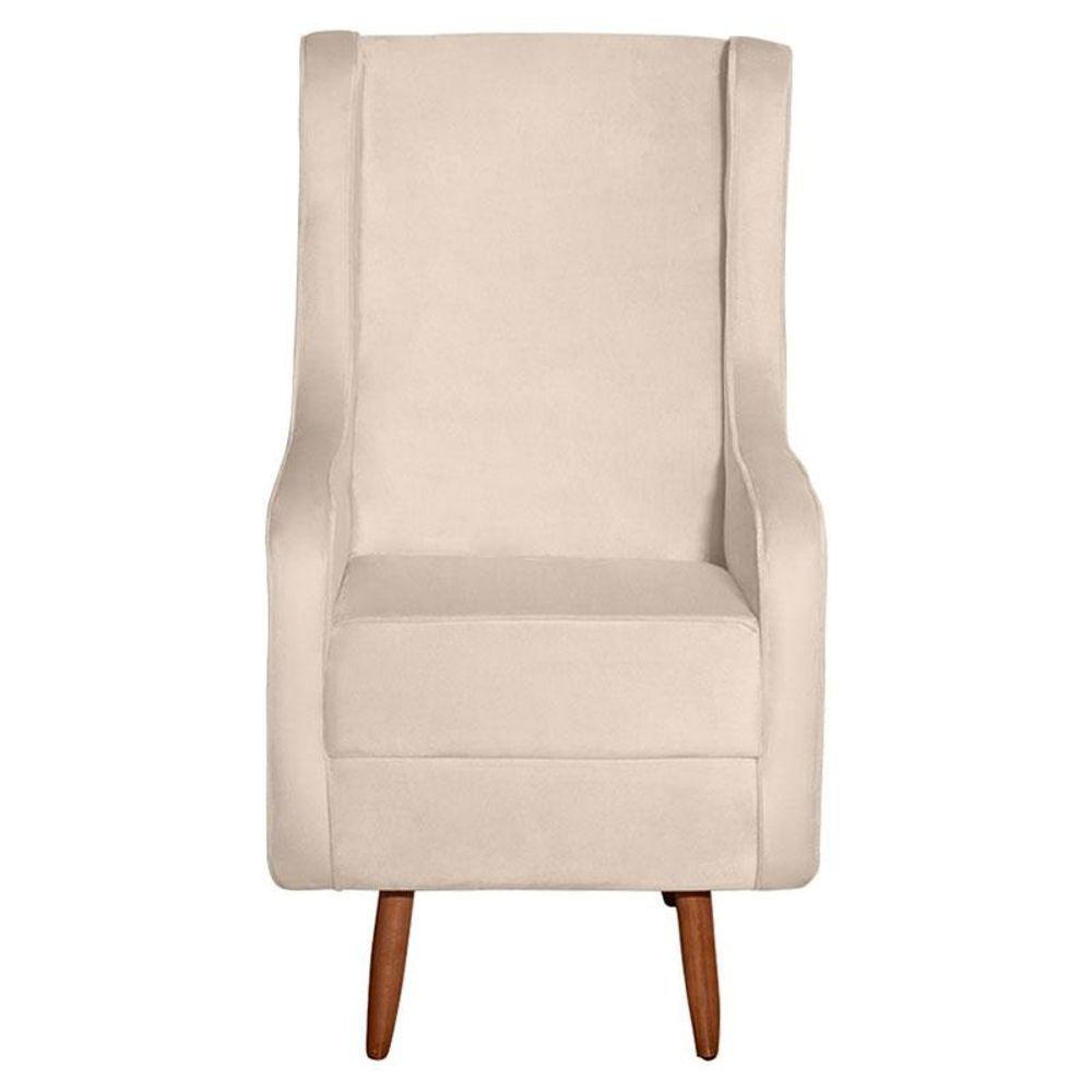 Poltrona Amamentação Aquila Com Puff Veludo Off Pés Palito - Fratello - 3