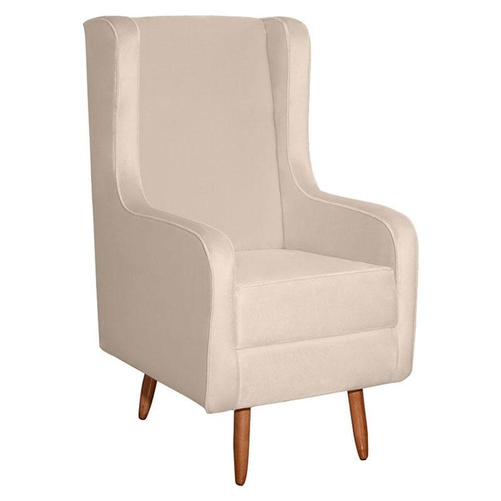 Poltrona Amamentação Aquila Com Puff Veludo Off Pés Palito - Fratello - 7