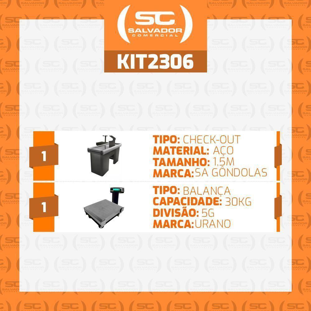 Caixa Supermercado Empacotador Preto 1,50m Check Out E Balança 30kg Urano Bivolt - 4