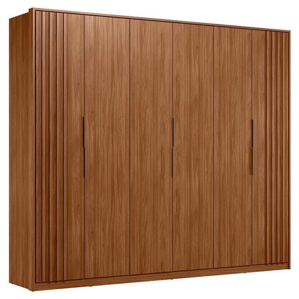 Guarda Roupa Casal Ripado Atrice 6 Portas Nogueira Touch Demóbile - Demartêz - 1