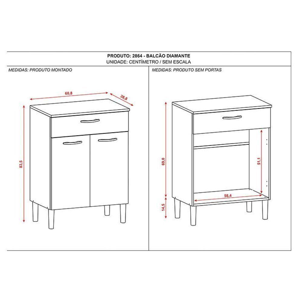 Balcão Multiuso Ambiente Diamante Branco Supremo - Kits Paraná - 2