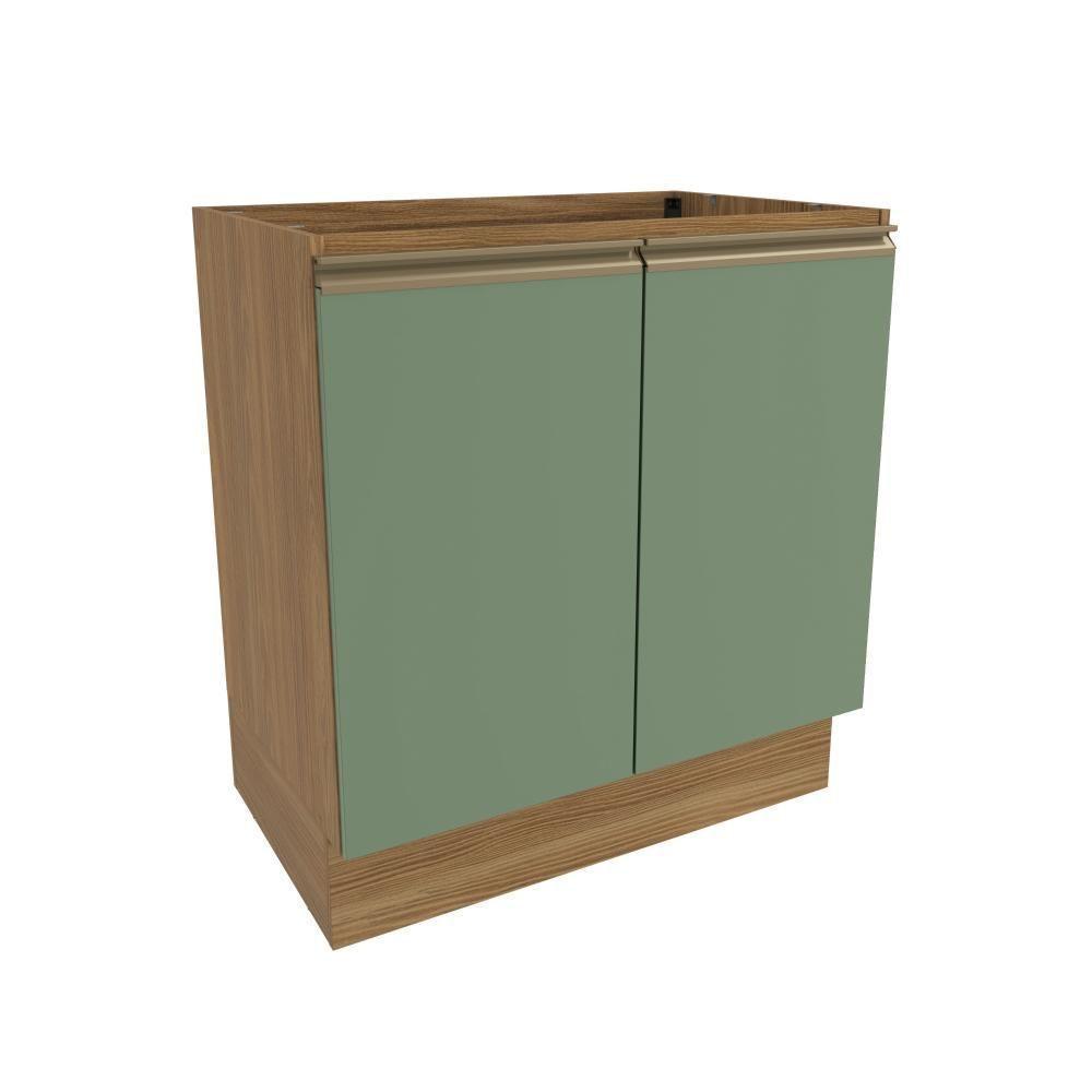 Balcão Celeste Kappesberg 100% Mdf 2 Portas Nogueira/verde 80cm - 1