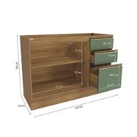 Balcão De Pia Celeste Kappesberg 100% Mdf 2 Portas 3 Gavetas Nogueira/verde 120cm - 2