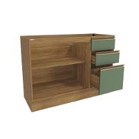 Balcão De Pia Celeste Kappesberg 100% Mdf 2 Portas 3 Gavetas Nogueira/verde 120cm - 3