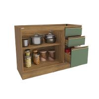 Balcão De Pia Celeste Kappesberg 100% Mdf 2 Portas 3 Gavetas Nogueira/verde 120cm - 4