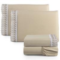 Jogo Cama Lençol Paris Casal Padrão Percal 180 Fios 100% Algodão Lese Bordada 4 Peças - Castor - 1