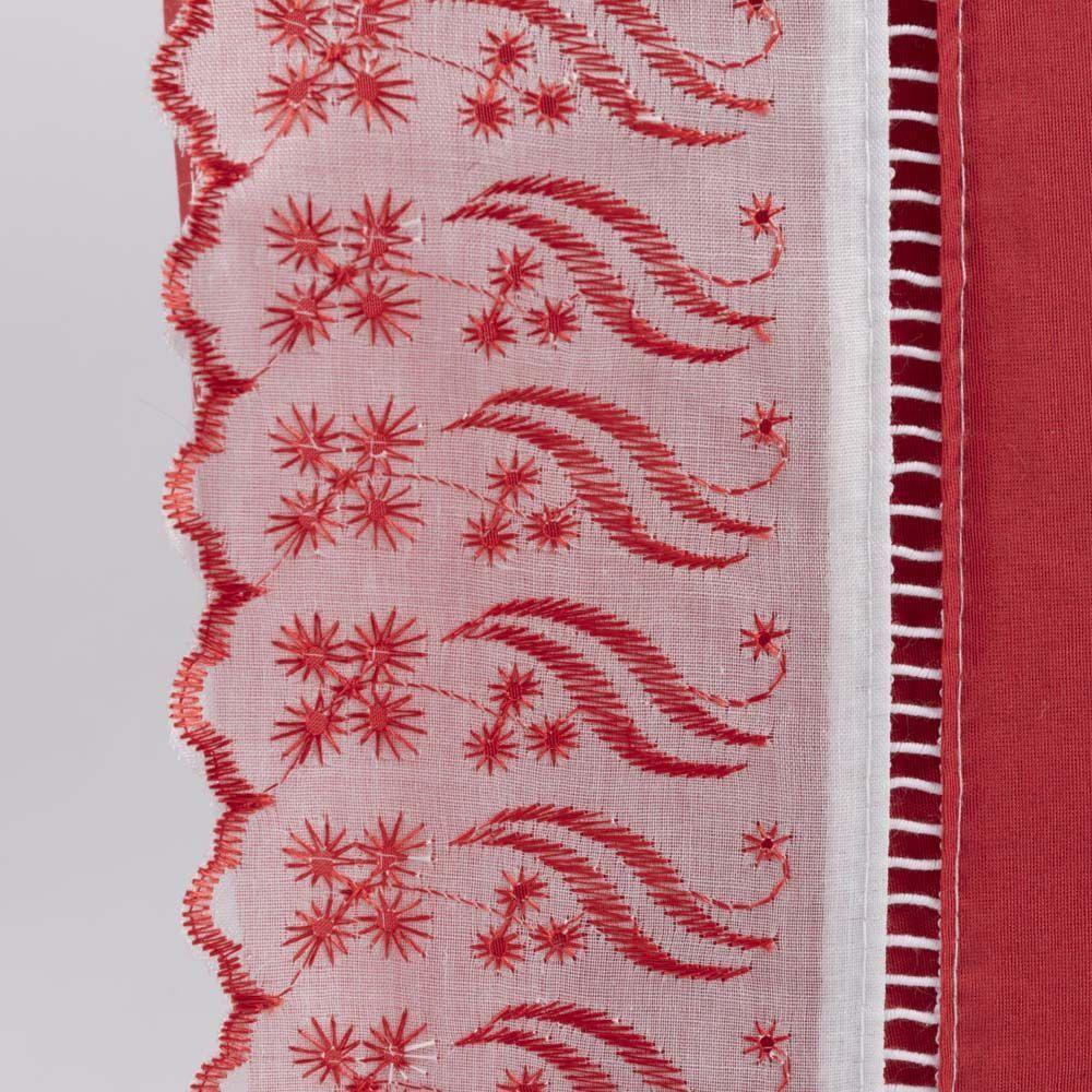 Jogo Cama Lençol Paris Casal Padrão Percal 180 Fios 100% Algodão Lese Bordada 4 Peças - Vermelho - 4