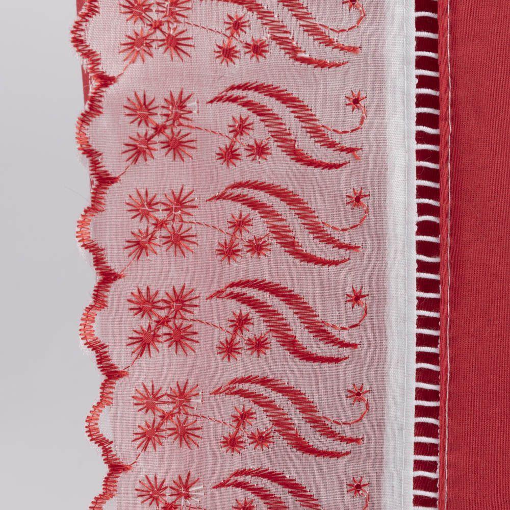 Jogo Cama Lençol Paris King Percal 180 Fios 100% Algodão Lese Bordada 3 Peças - Vermelho - 3