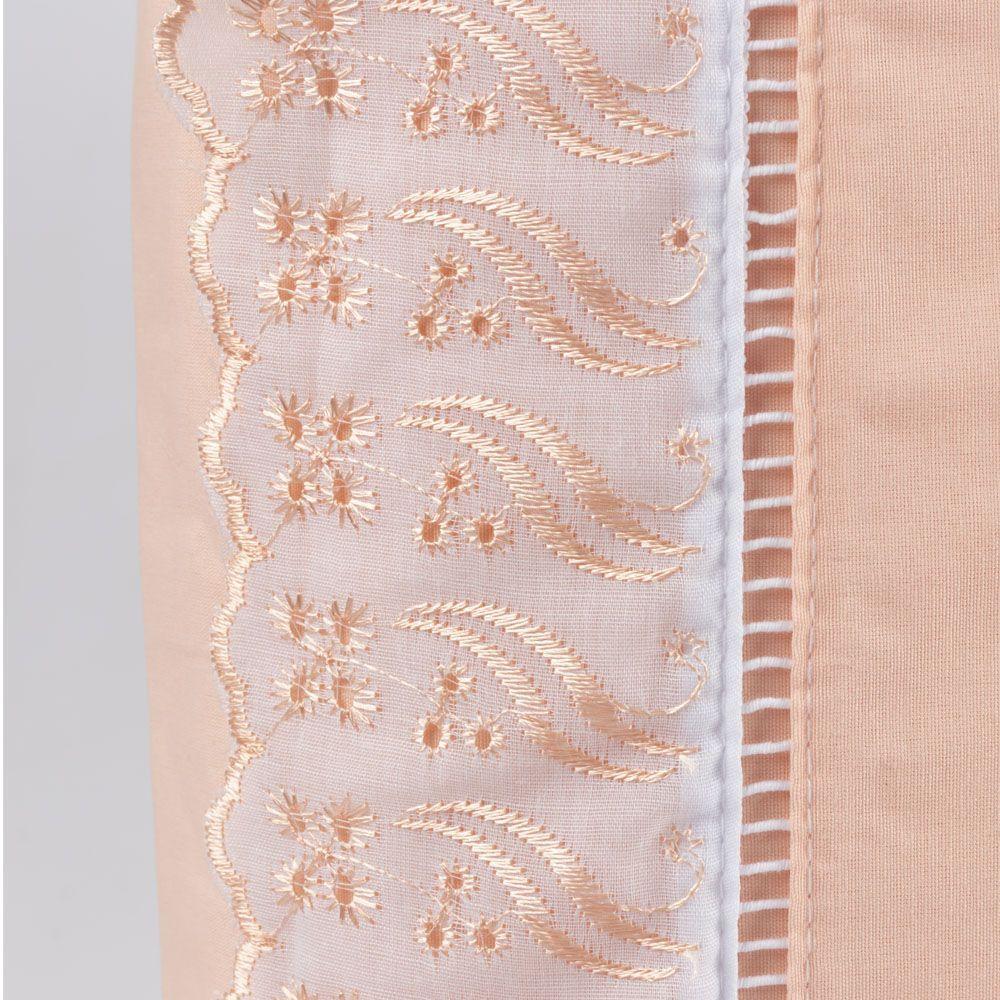 Jogo Cama Lençol Paris King Percal 180 Fios 100% Algodão Lese Bordada 3 Peças - Salmão - 3