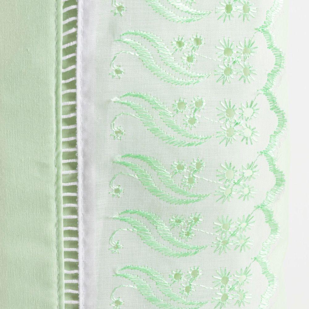 Jogo Cama Lençol Paris King Percal 180 Fios 100% Algodão Lese Bordada 4 Peças - Verde - 4