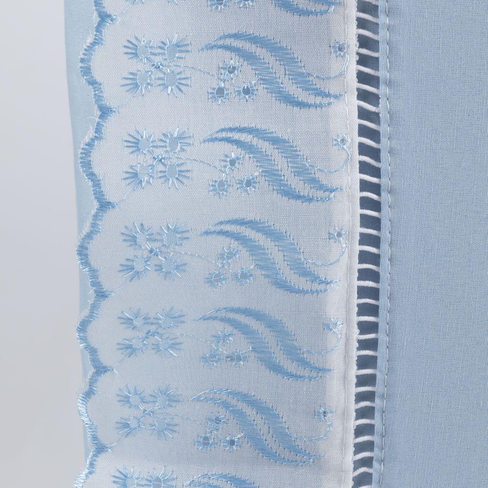 Jogo Cama Lençol Paris King Percal 180 Fios 100% Algodão Lese Bordada 4 Peças - Azul Claro - 4