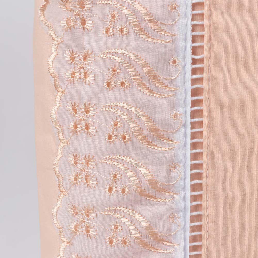 Jogo Cama Lençol Paris King Percal 180 Fios 100% Algodão Lese Bordada 4 Peças - Salmão - 4