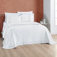 Kit Cobre Leito Colcha Bouclê Queen Laise Bordada Micropercal 200 Fios 3 Peças - Branco Neve - 3
