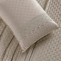 Kit Cobre Leito Colcha Bouclê Queen Laise Bordada Micropercal 200 Fios 3 Peças - Bege Taupe - 2