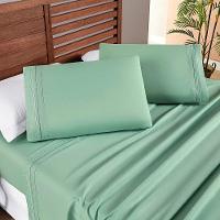 Jogo Cama Lençol Honore King Micro Percal 200 Fios C/ Detalhes Bordados 4 Peças - Salvia Verde - 1