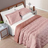 Kit Cobre Leito Colcha Adele King Dupla Face Micropercal 300 Fios 3 Peças - Rosê - 1