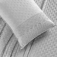 Kit Cobre Leito Colcha Bouclê Casal Padrão Laise Bordada Micropercal 200 Fios 3 Peças - Cinza Geada - 2