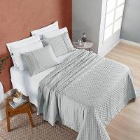 Kit Cobre Leito Colcha Bouclê Casal Padrão Laise Bordada Micropercal 200 Fios 3 Peças - Cinza Geada - 4